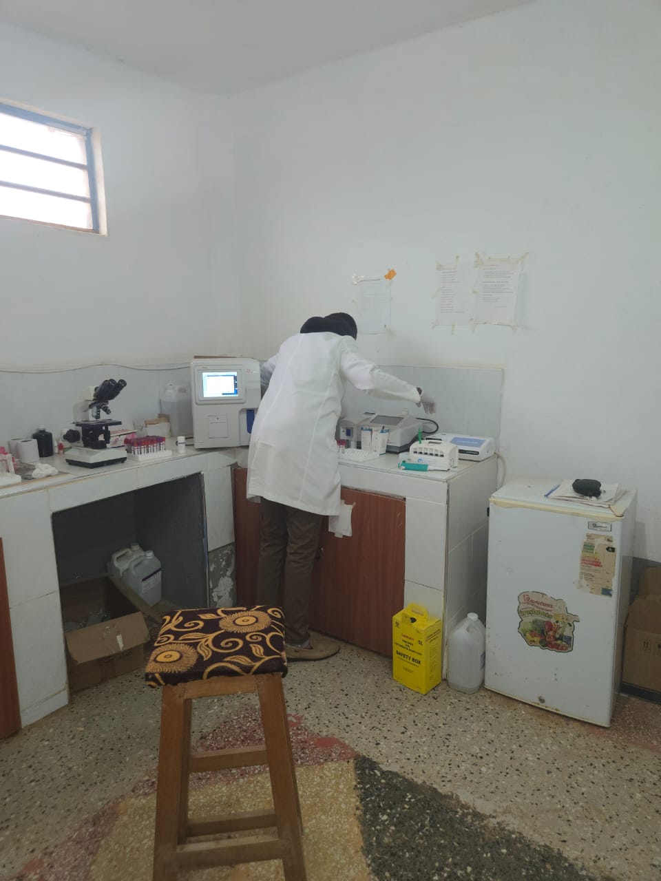 Laboratory technologist at work at Kabati Medicare Health Centre